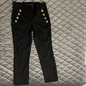 White House Black Market Black Trousers with Gold Accents